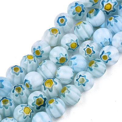 Round Millefiori Glass Beads Strands X1-LK-P001-36-1