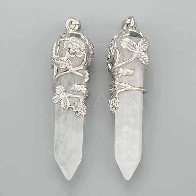 Natural Quartz Crystal Pointed Pendants G-O164-02-P05-1