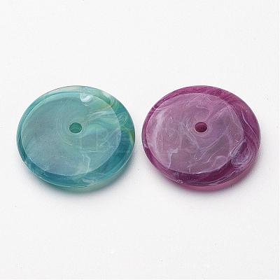 Flat Round Imitation Gemstone Acrylic Beads X-OACR-R040-M-1