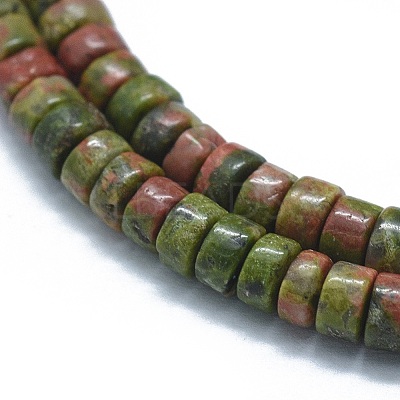 Natural Unakite Beads Strands G-F631-A12-1