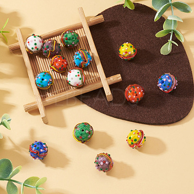 14Pcs 7 Colors Handmade Lampwork Bumpy Beads LAMP-TA0002-42-1