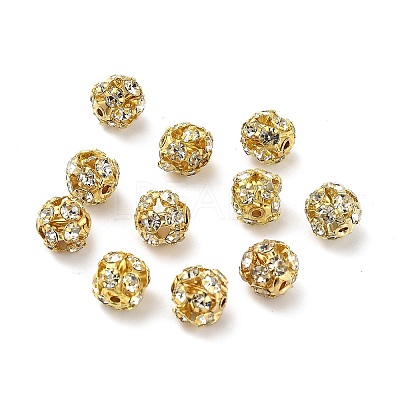 7mm Brass Rhinestone Beads X1-KK-S519-01B-02G-1