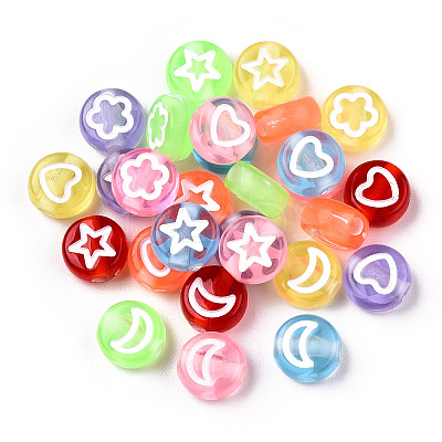 Transparent Spray Painted Acrylic Beads TACR-N018-01-1