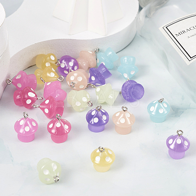 28pcs 7 colors Luminous Opaque Resin Pendants RESI-TA0002-12-1