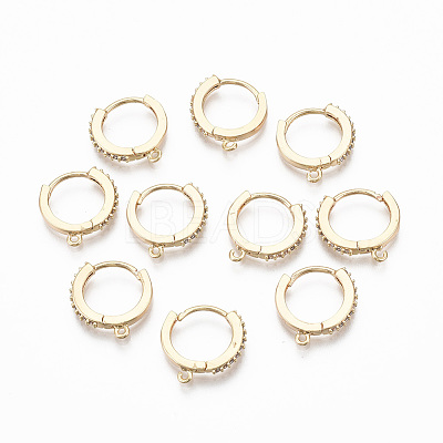Brass Micro Pave Cubic Zirconia Huggie Hoop Earring Findings X-KK-T063-013-NF-1