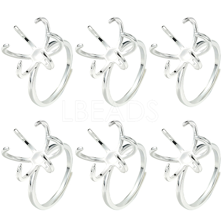 6Pcs Adjustable Brass Finger Rings Components KK-BBC0021-26-1