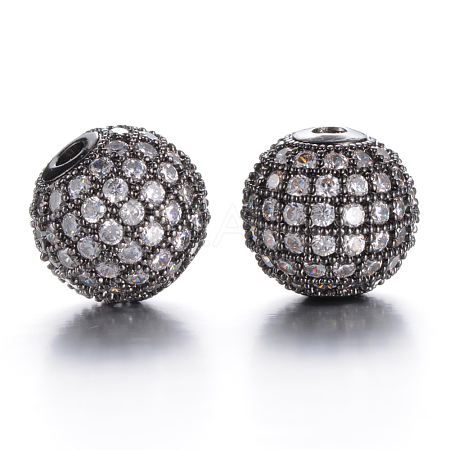 Brass Micro Pave Grade AAA Cubic Zirconia Beads KK-E711-116-10mm-B-NR-1