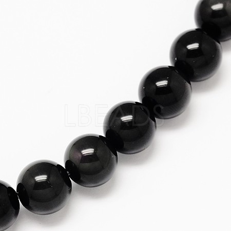 Grade AA Natural Obsidian Round Beads Strands G-L275-03-8mm-1