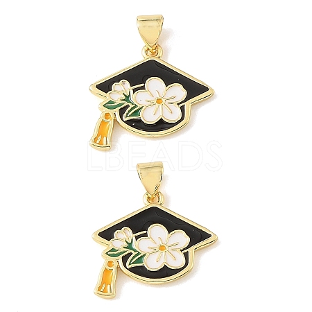 Graduation Season Brass Enamel Pendants KK-CBAF2EC-03G-C01-1