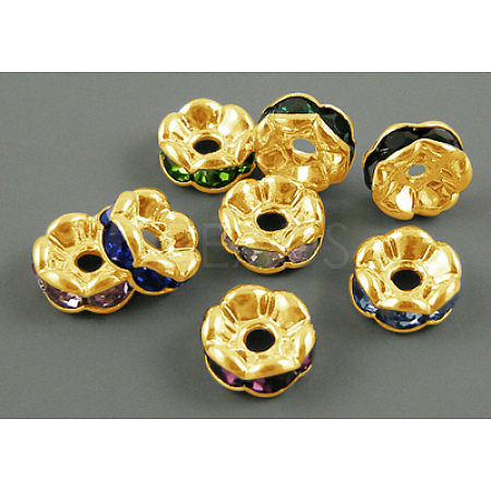 Brass Rhinestone Spacer Beads X-RSB029NFG-1