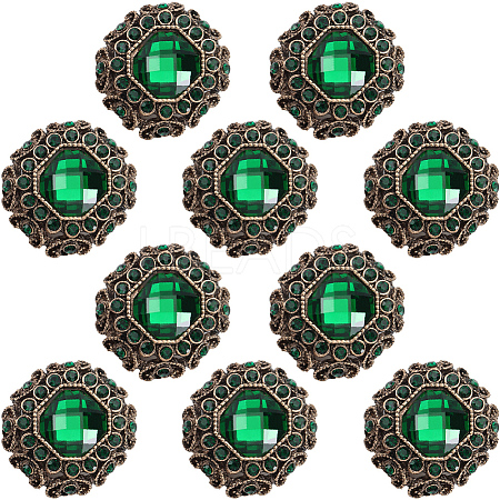 10Pcs 1-Hole Alloy Rhinestone Shank Button BUTT-GF0003-54-1
