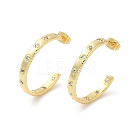 Rack Plating Brass Ring Stud Earrings EJEW-A029-01G-1