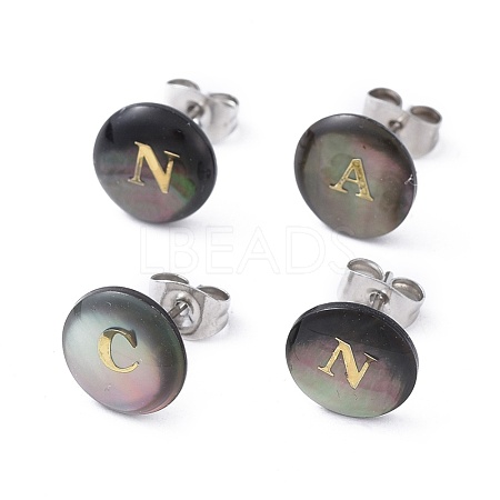 Natural Abalone Shell/Paua Shell Stud Earrings EJEW-JE03216-1
