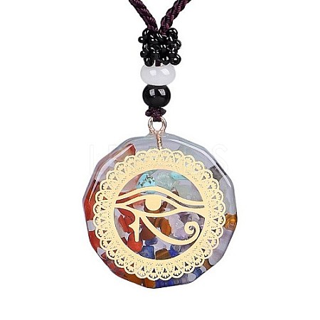 Orgonite Chakra Natural & Synthetic Mixed Stone Pendant Necklaces QQ6308-8-1