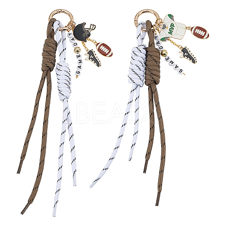 2Pcs Polyester & Alloy Enamel & Acrylic Pendant Decorations HJEW-OC00351-1