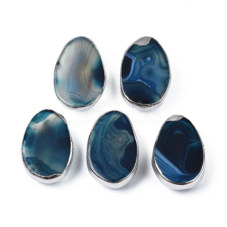 Natural Agate Slide Charms G-S359-382-1