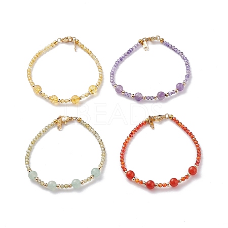 Natural & Synthetic Mixed Gemstone Beaded Bracelets Sets BJEW-JB06518-1