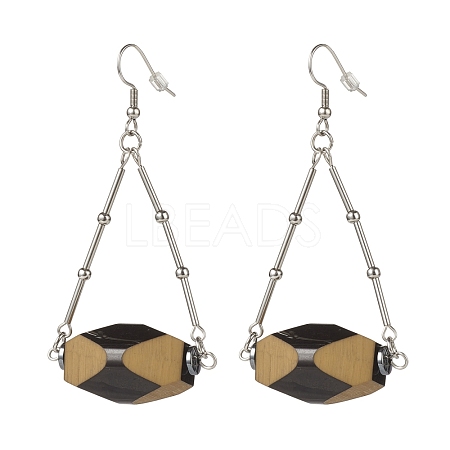 Synthetic Hematite & Acrylic Oval Dangle Earrings EJEW-JE04975-1