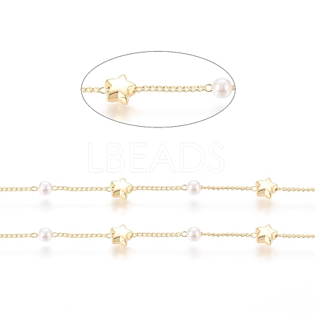 3.28 Feet Brass Handmade Beaded Chain X-CHC-G011-16G-1