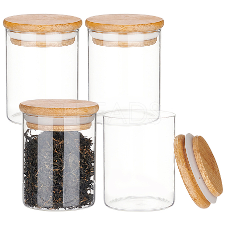 Glass Storage Jar with Suction Bamboo Lid CON-WH0089-45-1