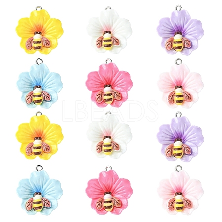 30Pcs 6 Colors Opaque Resin Pendants RESI-YW0006-11-1