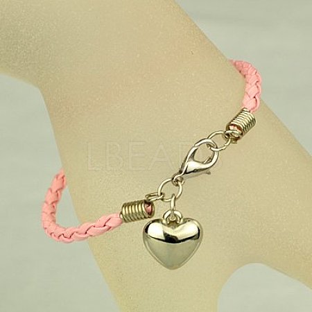 PU Leather Braided Charm Bracelets BJEW-JB00785-12-1