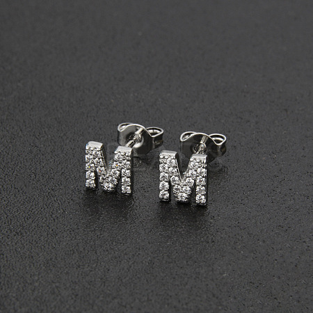 Brass Micro Pave Clear Cubic Zirconia Stud Earrings FS-WGC2F12-13-1