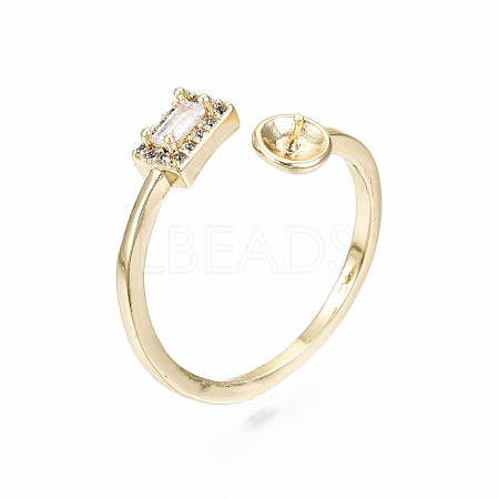 Brass Micro Pave Clear Cubic Zirconia Peg Bails Cuff Finger Ring Settings KK-S360-011-NF-1