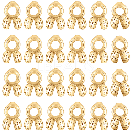28Pcs Brass Bead Tips FIND-BBC0005-09G-1