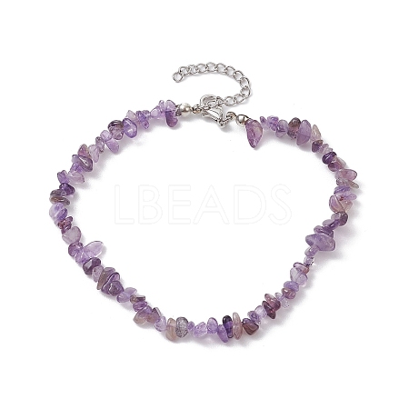 Natural Gemstone Beads Anklets AJEW-AN00583-12-1
