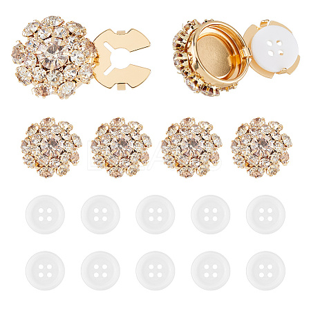 6Pcs Brass & Acrylic Rhinestone Cufflinks BUTT-DC0001-17B-1