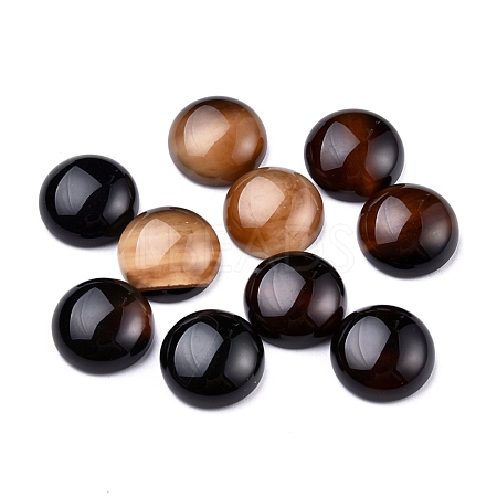Natural Black Agate Cabochons G-P393-R02-12MM-A-1