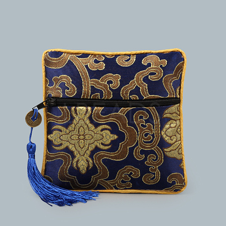 Chinese Style Square Cloth Zipper Pouches CON-PW0001-090A-1