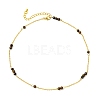 5MM Round Natural Mixed Stone Beads Brass Cable Chain Necklaces for Women NJEW-JN06378-4