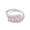 Clear & Pink Cubic Zirconia Adjustable Ring RJEW-C050-08P-2