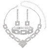 1 Bag Rhombus & Square Crystal Rhinestone Stud Earrings & Chain Necklaces & Bracelets SJEW-UN0001-26-1