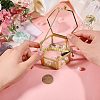 Glass Jewelry Presentation Boxes with Golden Tone Metal Frame CON-WH0133-014-3