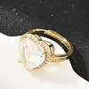 Heart Brass Micro Pave Cubic Zirconia Cuff Open Rings for Women CU-CBA0A21-02G-03-1