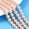 UV Plating Pearlized Glass Pearl Beads Strands GLAA-F128-01B-T7-1