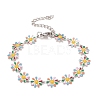 Enamel Daisy Link Chains Bracelet BJEW-P271-01P-02-1