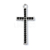 Rack Plating Alloy with Black Rhinestone Pendants FIND-Z051-04P-02-1