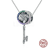 925 Sterling Silver Cubic Zirconia Pendant Necklaces NJEW-FF0005-44AS-1