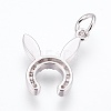 Brass Cubic Zirconia Bunny Pendants ZIRC-G144-07P-02-2