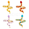 4Pcs 4 Colors Snake Golden Cuff Rings for Women RJEW-SZ0001-04B-1