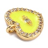 Golden Plated Brass Micro Pave Clear Cubic Zirconia Charms ZIRC-L097-033C-G-2