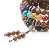 Natural Wood Stackable Beads Bracelets for Men Woman BJEW-JB07022-01-4