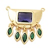 Rack Plating Brass Micro Pave Cubic Zirconia & Glass Pendants  KK-Z071-66G-01-1