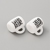 Cup with Word Pattern Silicone Beads SIL-WH0006-18G-2