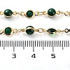 Handmade Green Glass Flat Round & Round Link Chains KK-F871-55G-2
