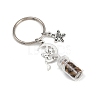 7Pcs 7 Styles Glass Bottle with Chakra Gemstone Chip Inside Keychains KEYC-JKC01393-01-5